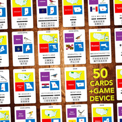 100 PICS US States & Capitals question card shows a state and its capital for memory practice