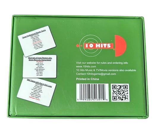 Open box reveals 350+ questions across seven sports in 10 Hits game.