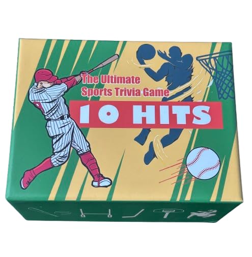 10 Hits Ultimate Sports Trivia Card Game cards spread for quick family play.