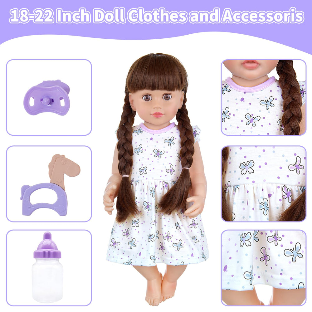 18INDC Purple Doll Dress for 16-22 inch dolls compatible with the carrier.