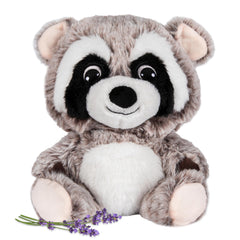 Remy Raccoon microwavable plush provides cozy warmth