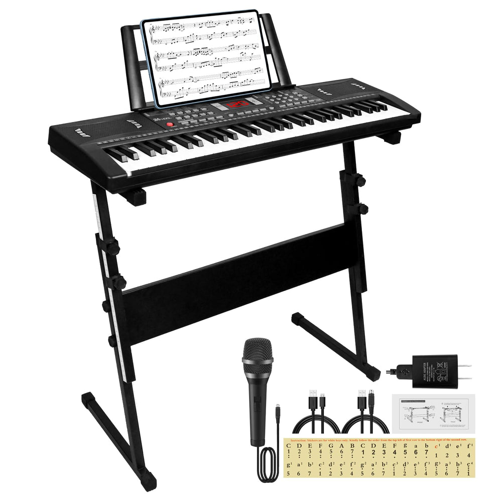 24HOCL 61-key keyboard piano with stand for kids practicing