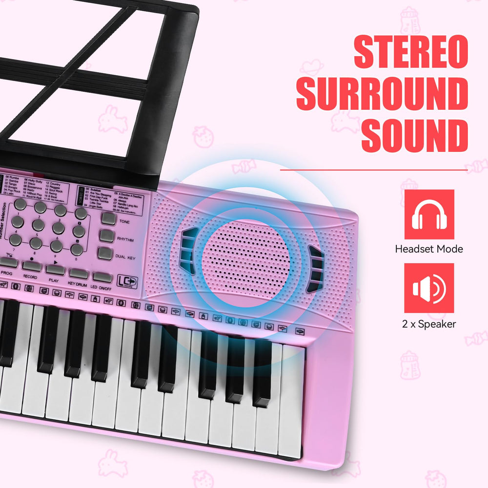 24HOCL Kids Piano with 100 tones for diverse sound experimentation.
