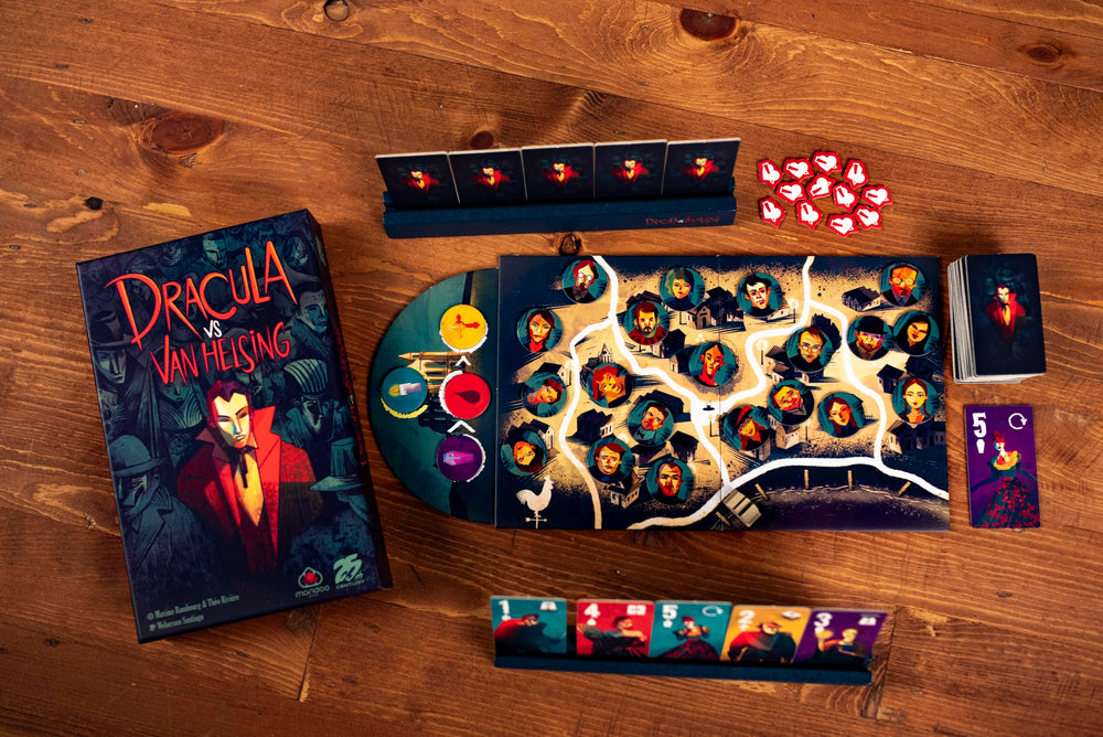 25th Century Games Dracula vs Van Helsing illustrated cards showcasing gothic artwork and atmosphere