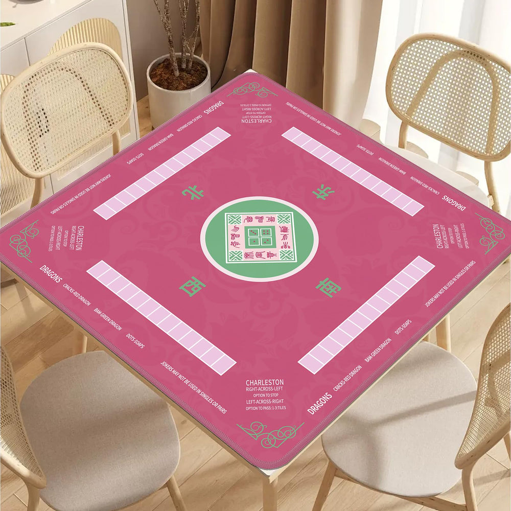 2F22E Mahjong Mat pink edge-sealed design prevents cracking