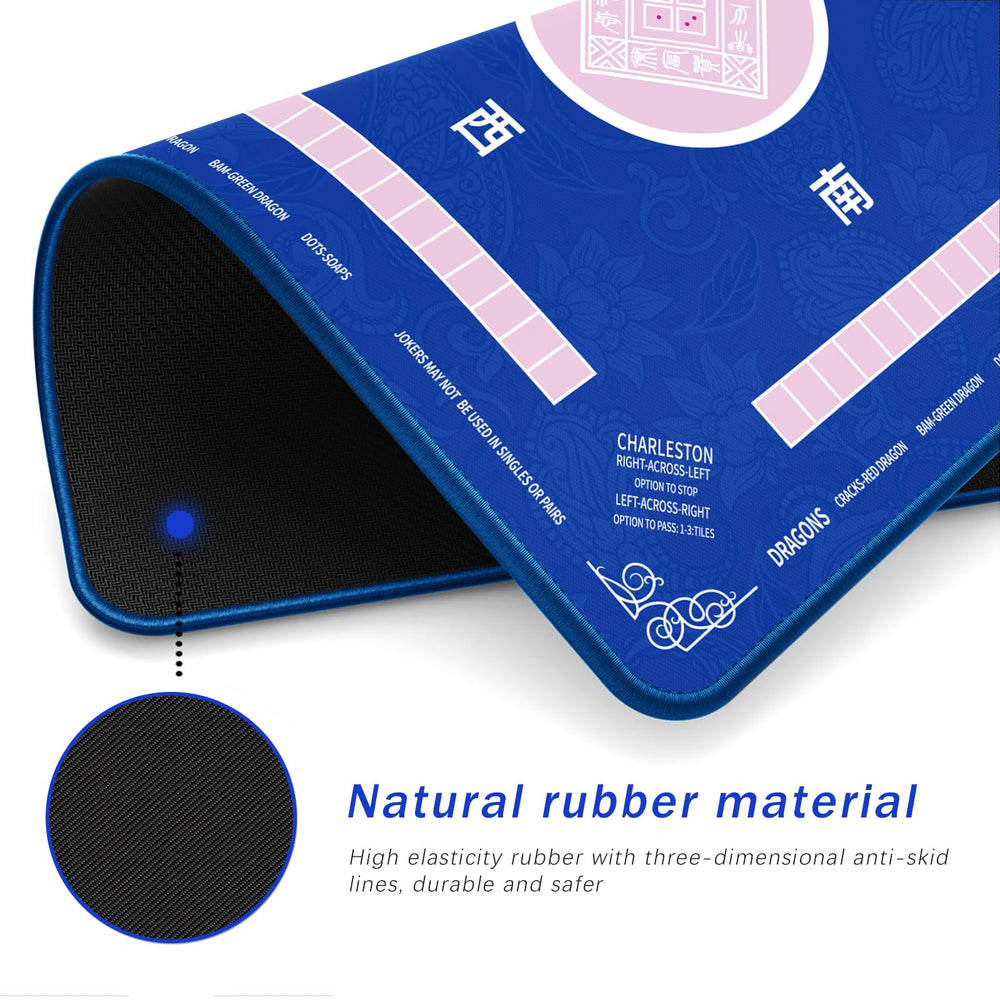 2F22E blue mat shows waterproof backing for spill-safe play.