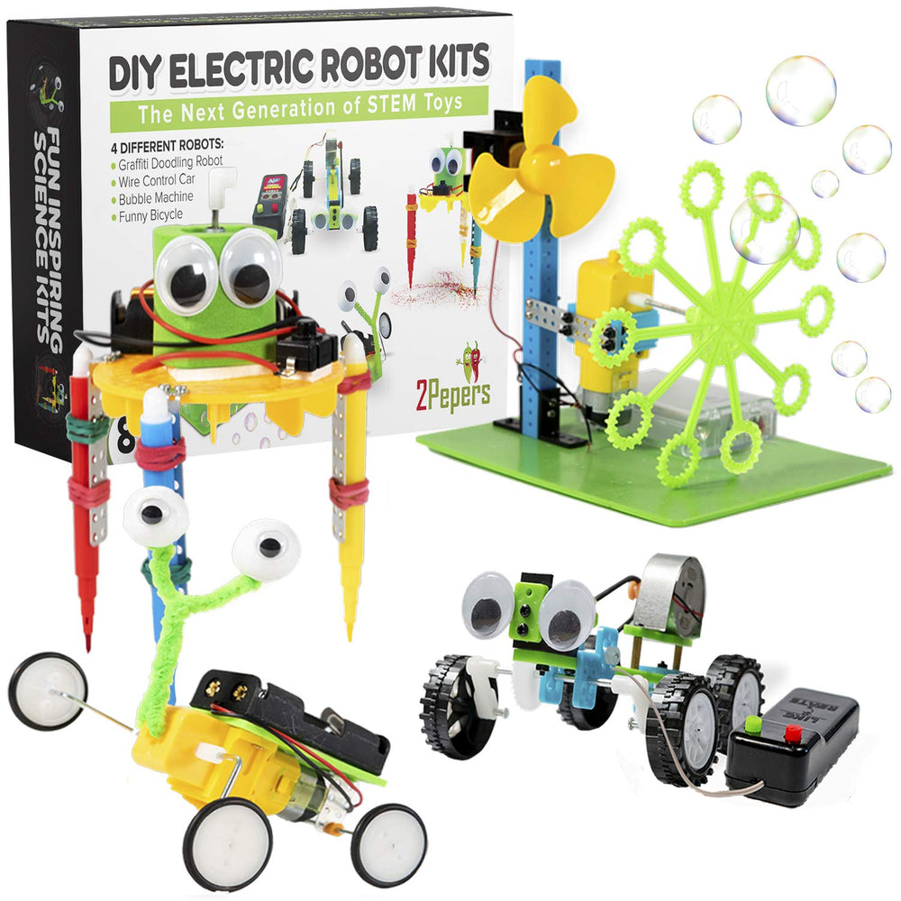 2Pepers electric motor robot kit bubble machine in action boosts curiosity