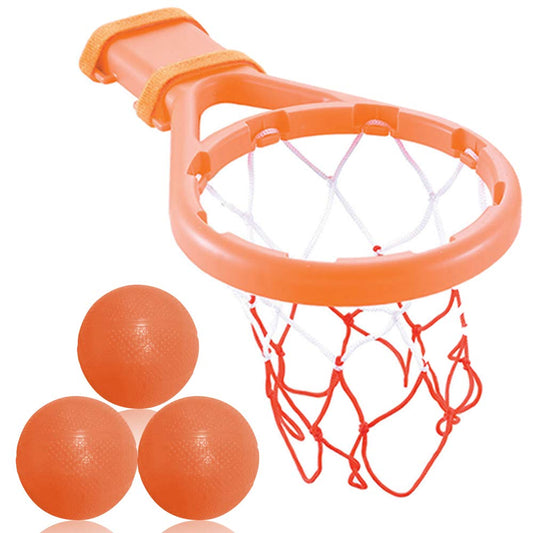 3 Bees & Me bath toy basketball hoop secured on tub for steady play
