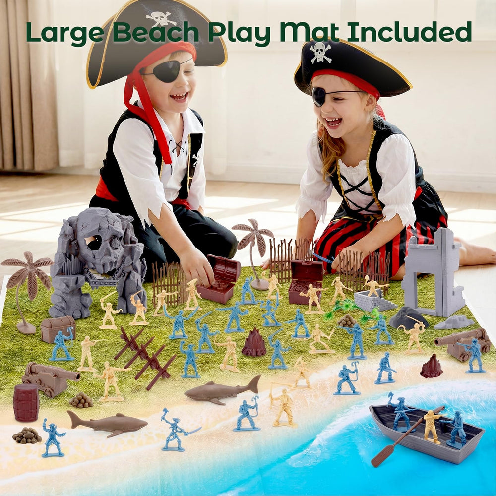Blue vs tan pirates enable team games and role-play as captains and crew