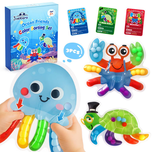 3 Otters color-sorting sea characters and bright balls for fine motor play.