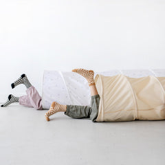 3 Sprouts recycled fabric tunnel close-up highlighting eco-friendly materials.