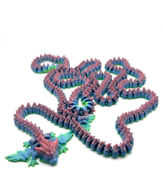 3D Printed Multi Color Giant Dragon front view showcases intricate detailing for display