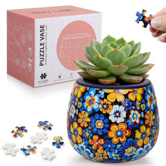 3DVASE 3D puzzle planter front view showing interlocking pieces for display