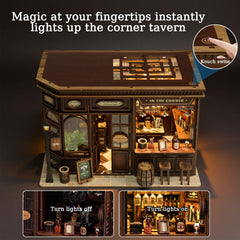3DVASE Book Nook Kit LED light adds warm ambience to the miniature scene.