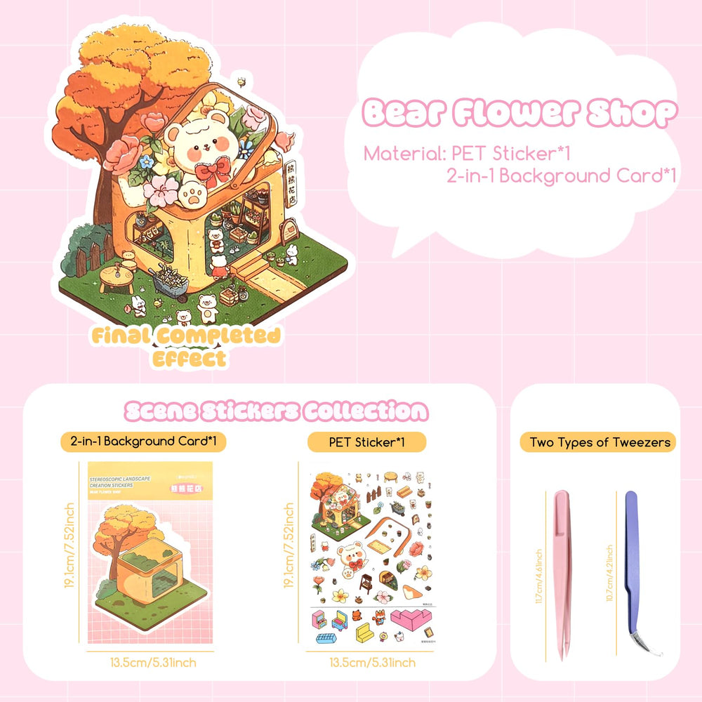 3R TABLET flower shop scene stickers brighten layouts for mood-boosting journaling