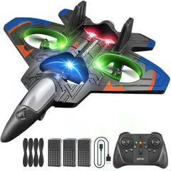 4DRC V32 foam airplane with battery pack enabling extended outdoor flight sessions.