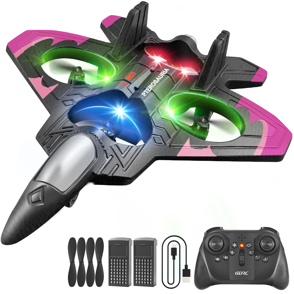4DRC V32 RC plane front view highlighting compact design and hover-ready stability.