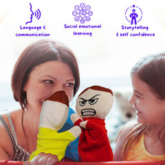 4E's Novelty Feeling Puppet Angry: moveable arms invite interactive role-play.