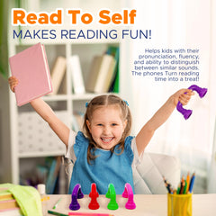 Kids using 4E's Novelty whisper phones during classroom reading activity