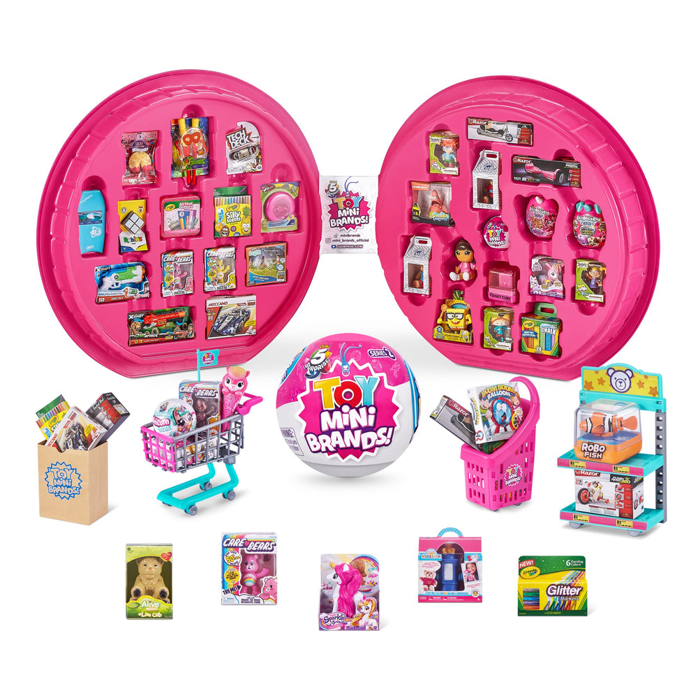 Miniature brands from Build A Bear Workshop and Care Bears in one display