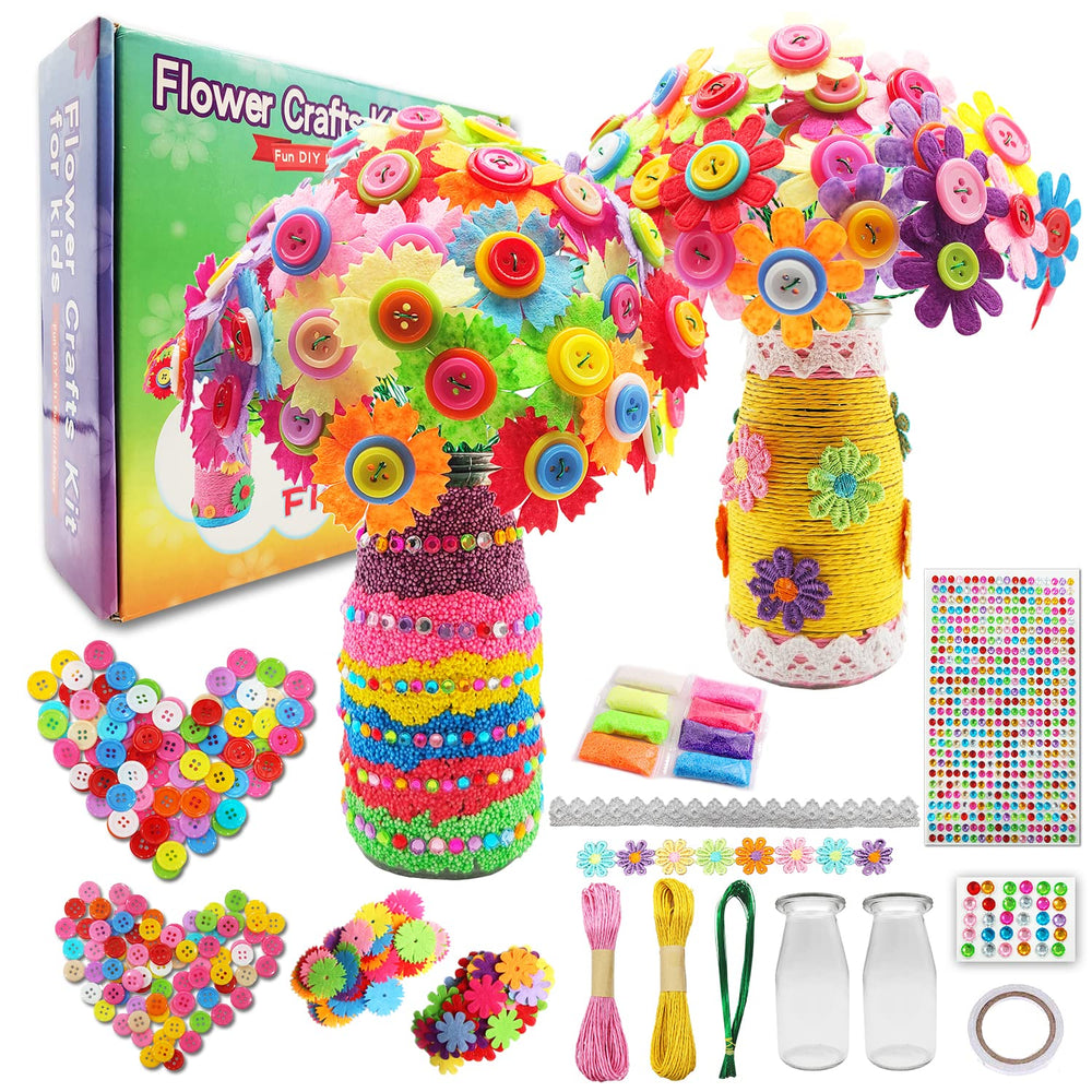 7july Bouquets Kit contents show buttons and felt for creative kid crafts.