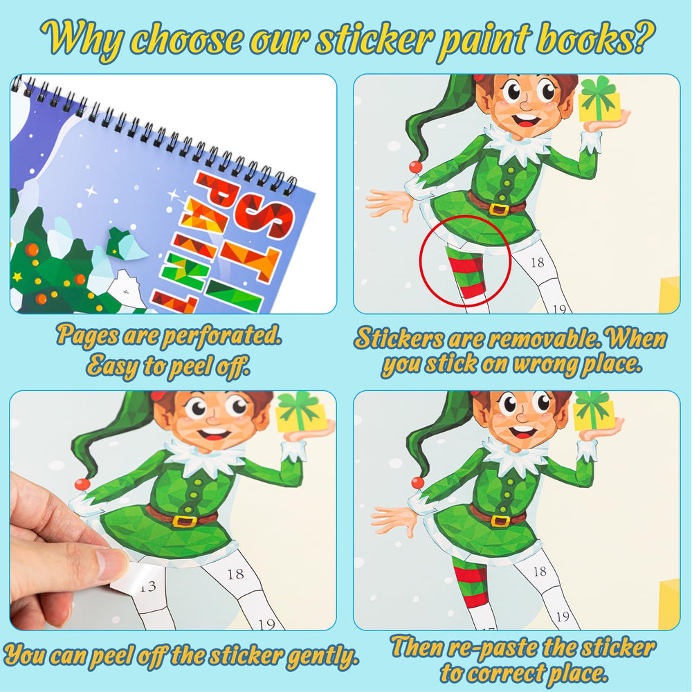 90shine reindeer design sticker book encourages merry art and quick setup.