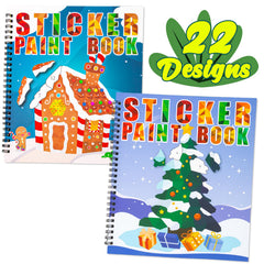 90shine 2-pack Christmas sticker paint book Santa Claus design for festive crafts.