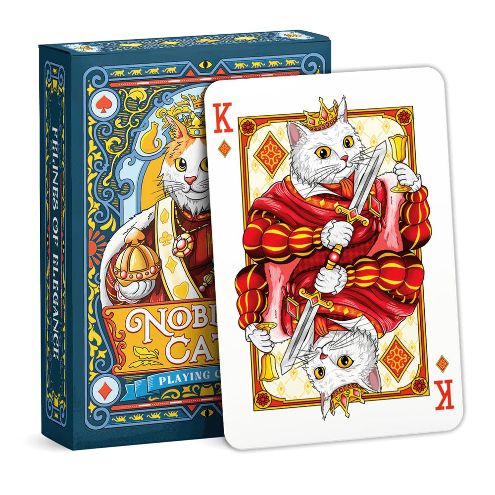 99FOX Noblific Cats playing cards art spread for engaging, cat-themed game nights.