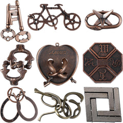 Wettarn 9-piece metal brain teaser puzzles with interlocking design for adults brain training