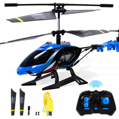 A ALPHA RC Helicopter with blue LED lights for indoor and outdoor fun