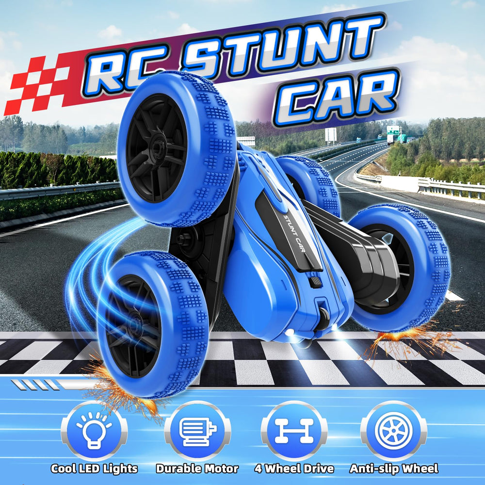 A ALPHA stunt car double-sided for easy flips and quick recovery