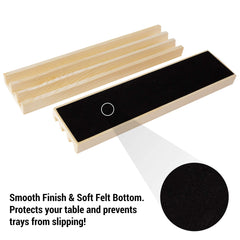 A Whole Lot Of Happy felt-bottom domino rack protects tables during play