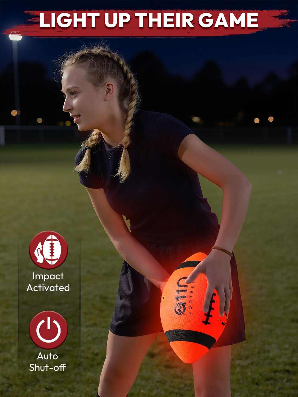A11N SPORTS night practice glow enhances field visibility during dim play