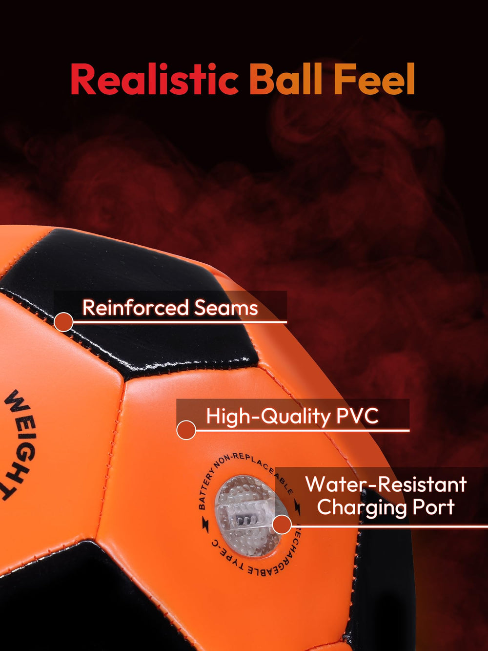A11N SPORTS official size 5 ball with kick-activated LED lights