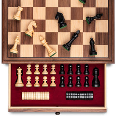 A&A 15-inch walnut-chess-board with maple inlay for durable gameplay.
