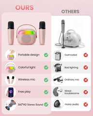 Aadmd mini karaoke machine pink bluetooth setup is quick and easy.