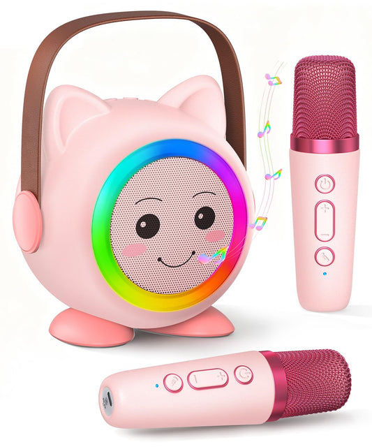 Aadmd mini karaoke with two mics for fun duet performances and shared playtime