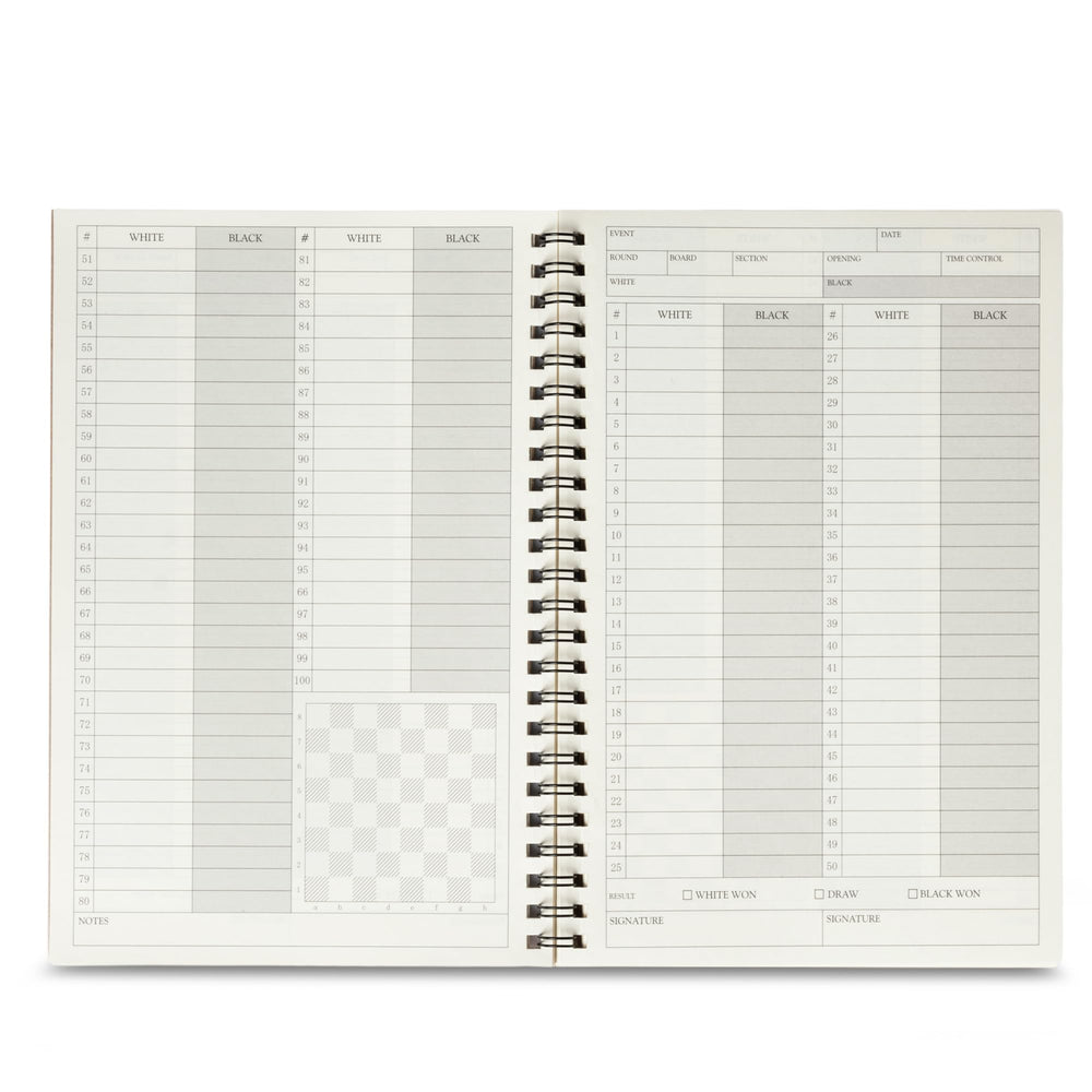 A&A chess scorebook pages for 100 moves per game