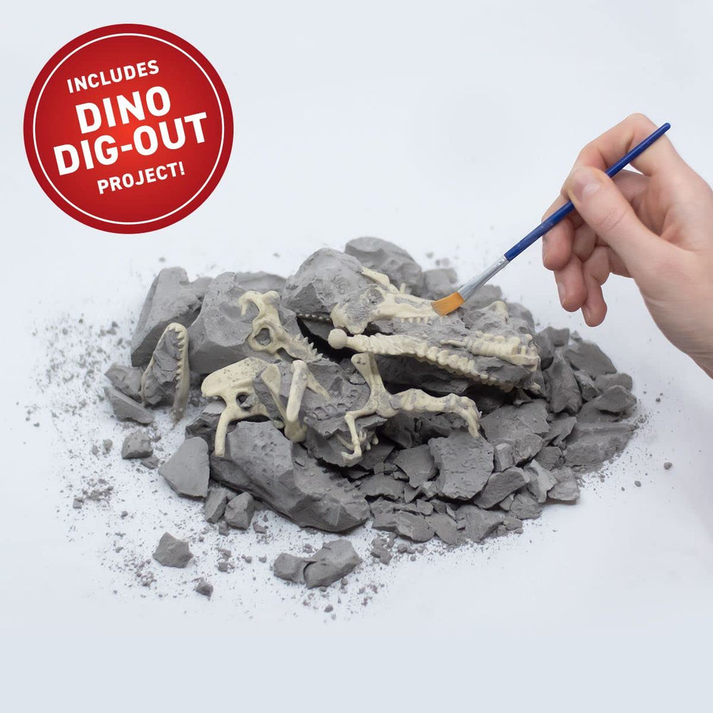 Abacus Brands interactive dinosaur museum scene with animated dinos and roller coaster.