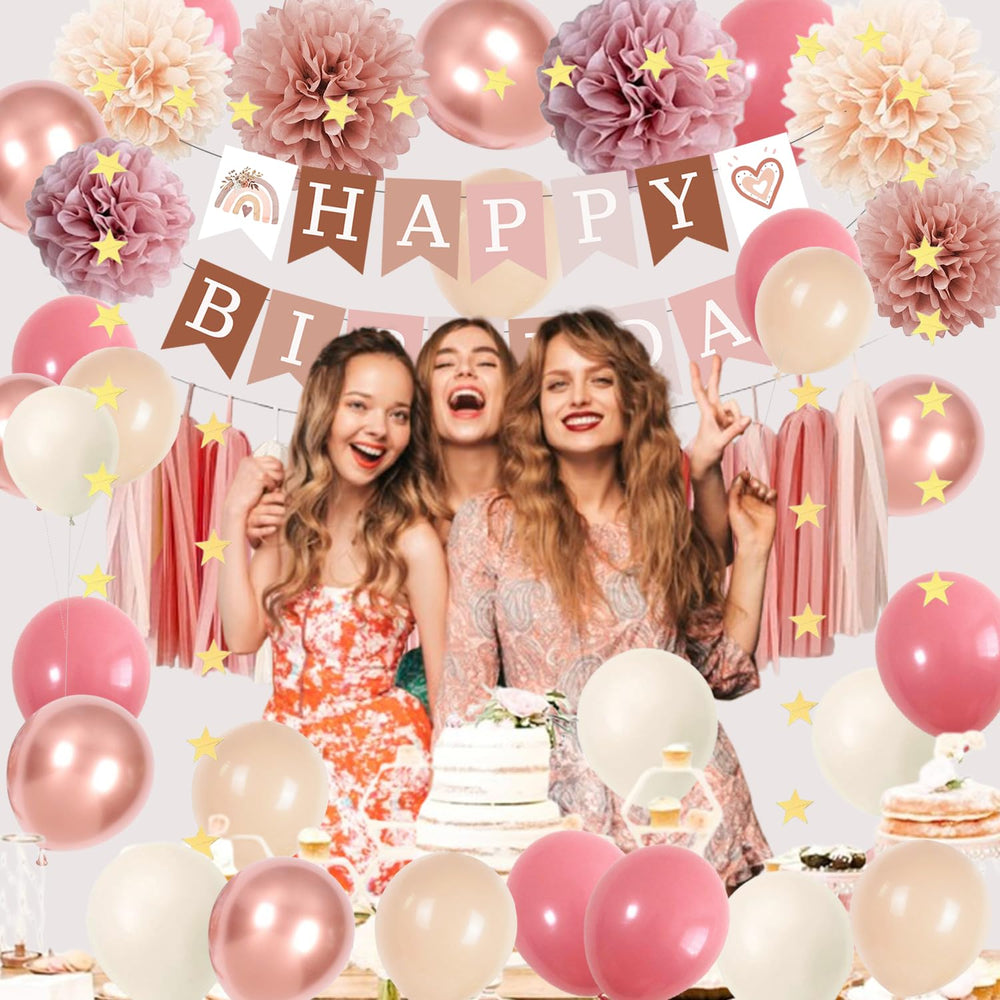 ABAOWO tassel garland creates a stylish neutral backdrop for photos.