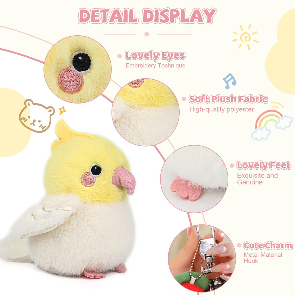 ABEARCAR cockatiel plush keychain backpack pendant easy to carry or decorate bags