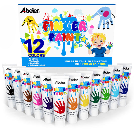 ABEIER washables finger paint for toddlers with vibrant colors and creamy texture