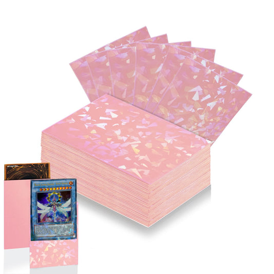 Abejita pink card sleeves with cracked ice front for vibrant card presentation.