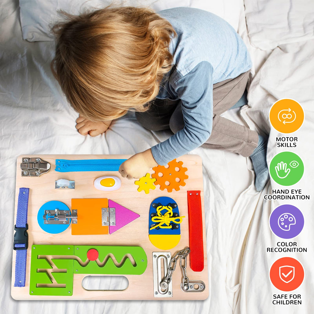 ABERLLS Busy Board Velcro panel for tactile exploration and coordination