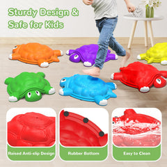ABERLLS turtle stepping stones set up for versatile indoor and outdoor play.