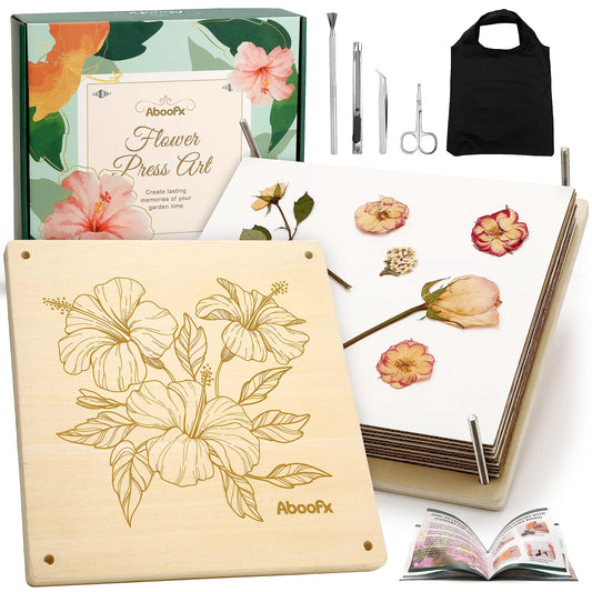 Aboofx Flower Press Kit 11x11 wooden plates for flat bloom drying