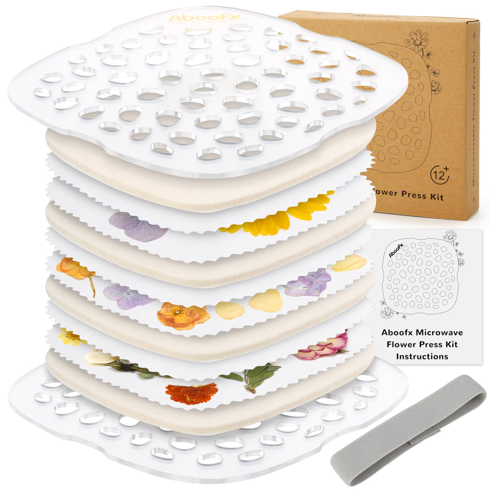 Aboofx microwave flower press kit front view, compact for easy storage and quick projects.