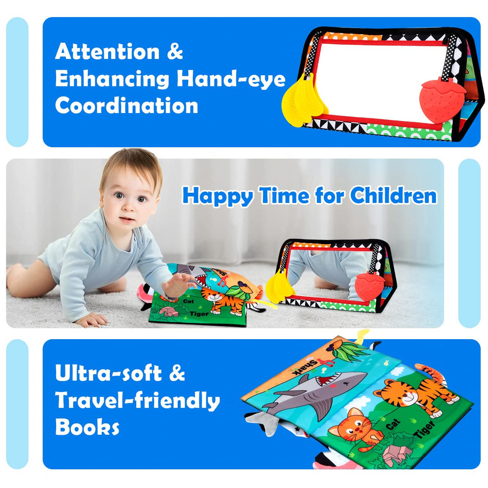 Aboosam squeaky crinkled paper inside page sparks auditory curiosity during tummy time.