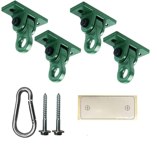 ABUSA swing hanger in green aluminum alloy, rust-free for outdoor use.