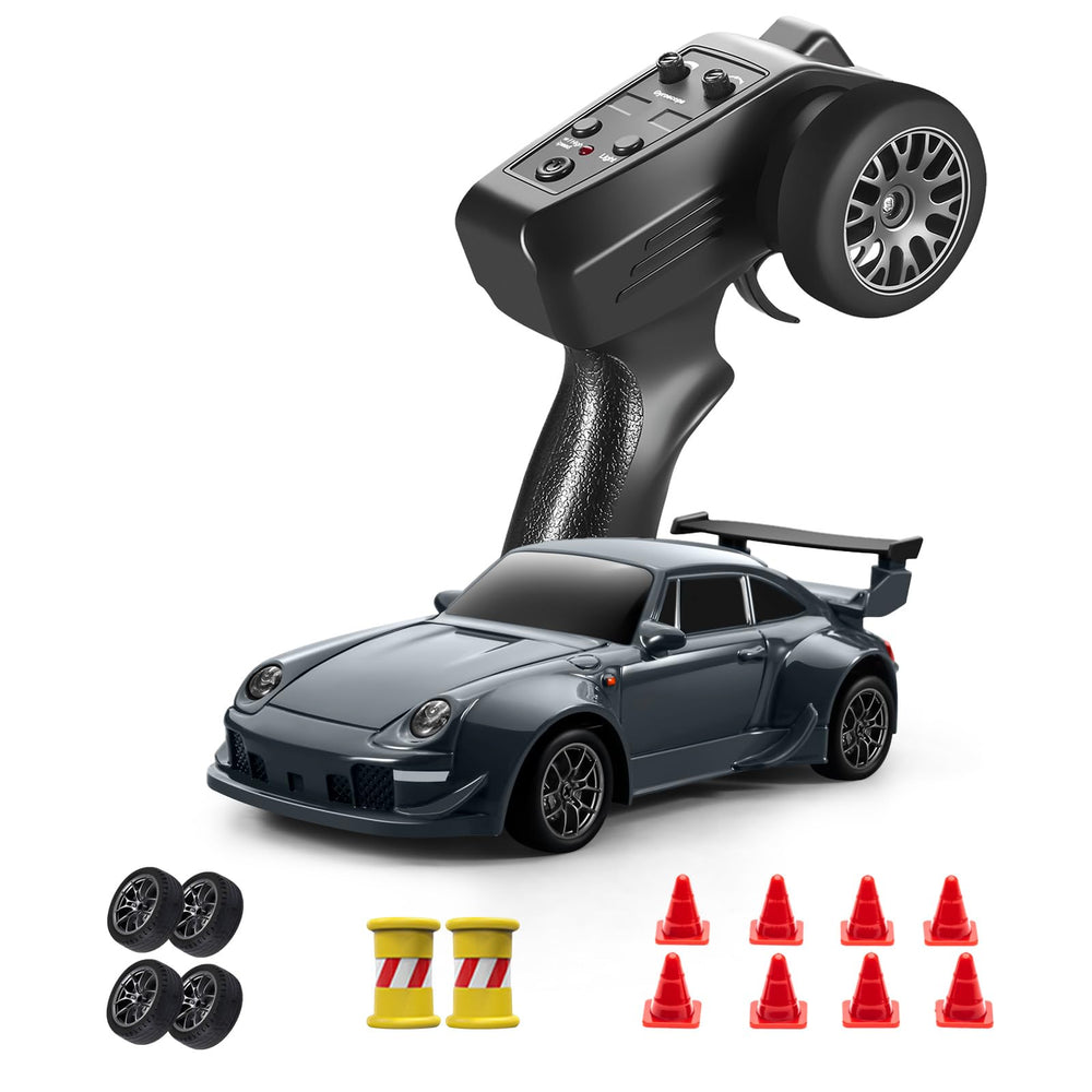 ACAMMZAR Mini RC Drift Car front view shows gyro assisted stability for smoother drifts